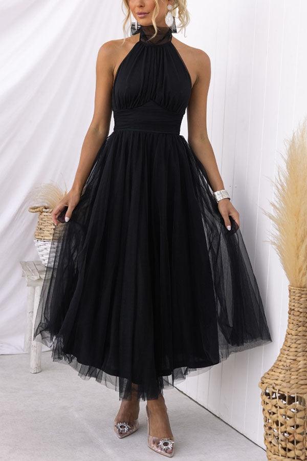 La Celestine — Tulle Halter Midi in Soft Volume