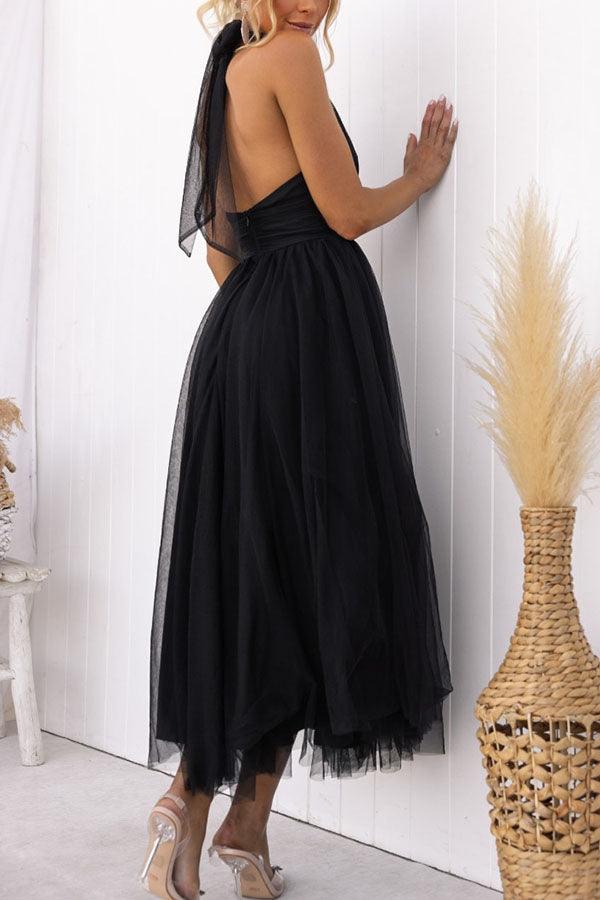 La Celestine — Tulle Halter Midi in Soft Volume