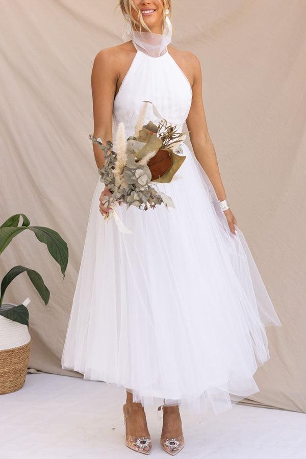 La Celestine — Tulle Halter Midi in Soft Volume