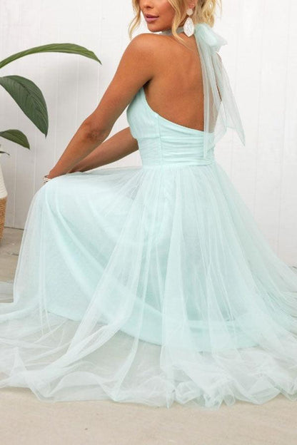 La Celestine — Tulle Halter Midi in Soft Volume