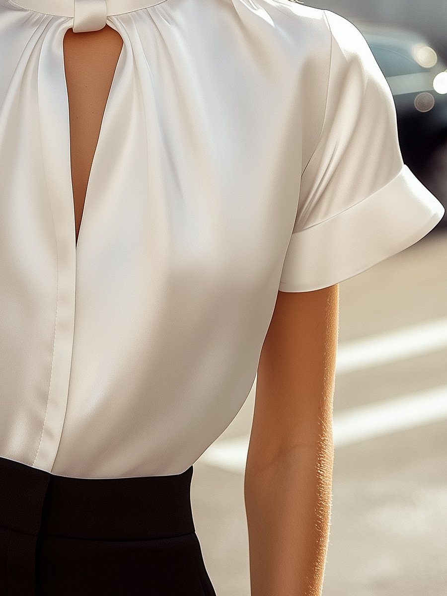 La Clé Moderne — Satin Keyhole Blouse