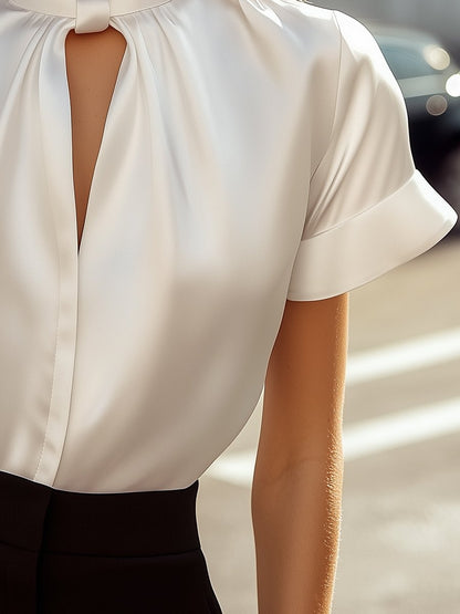 La Clé Moderne — Satin Keyhole Blouse