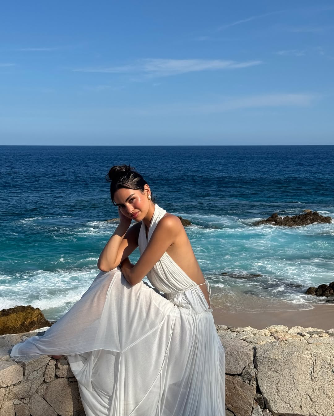 La Brynlee — Open-Back Silk Maxi Set in Ivory