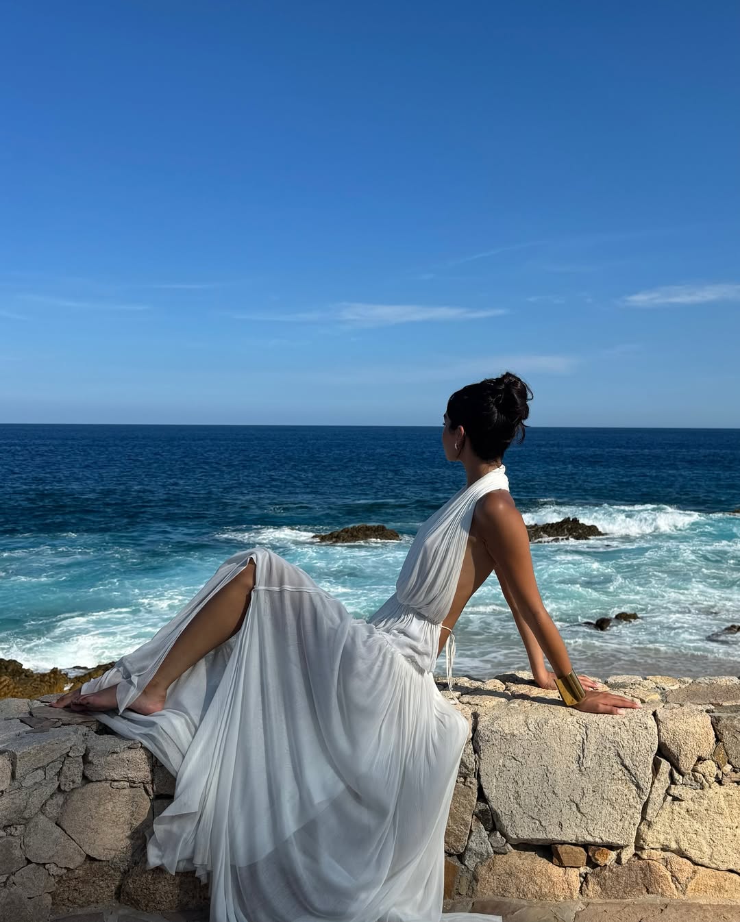 La Brynlee — Open-Back Silk Maxi Set in Ivory