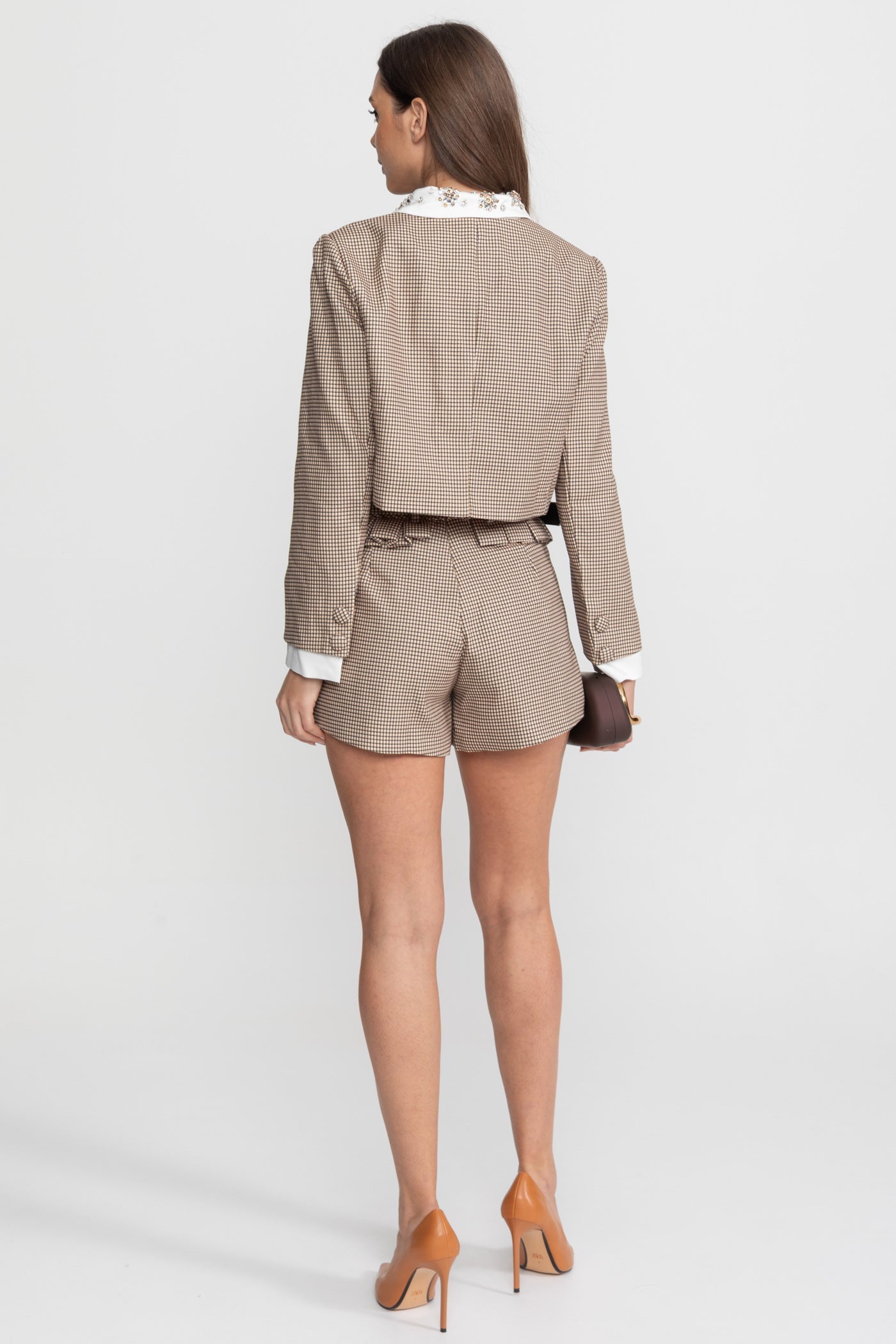 La Vérane — Heritage Check Tailored Short Set