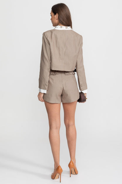 La Vérane — Heritage Check Tailored Short Set