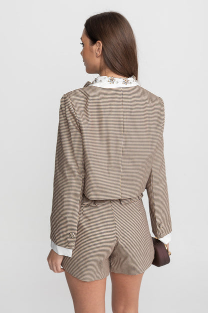 La Vérane — Heritage Check Tailored Short Set