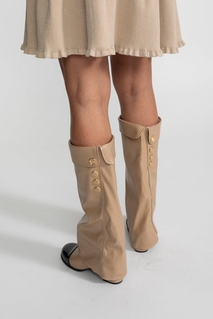 Les Bottes Contrastées — Folded Knee-High Boots