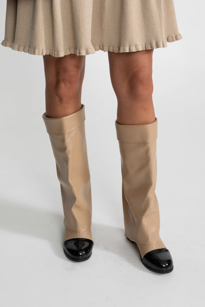 Les Bottes Contrastées — Folded Knee-High Boots
